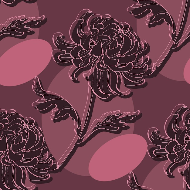 Seamless floral pattern with chrysanthemums