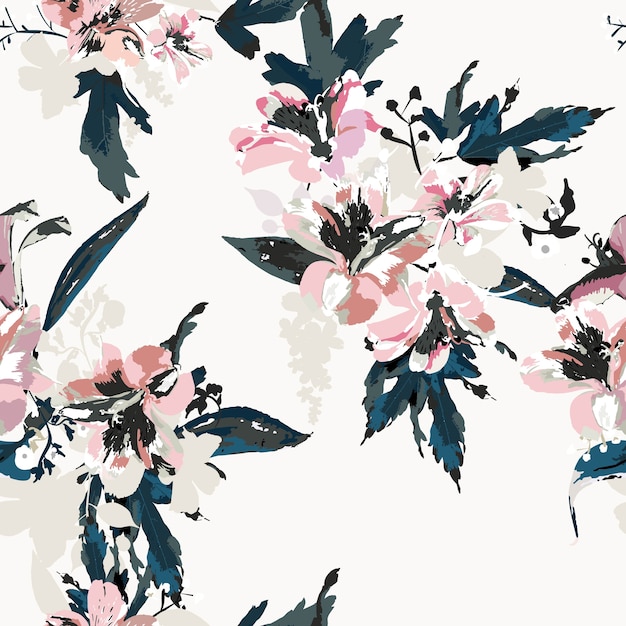 Seamless floral pattern with flowers