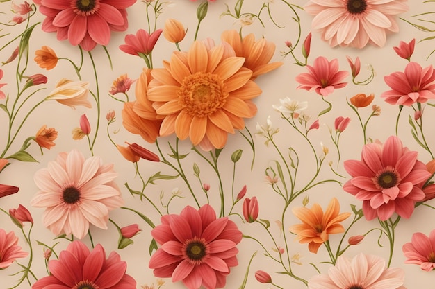 Seamless floral pattern with pink anemones vector illustration