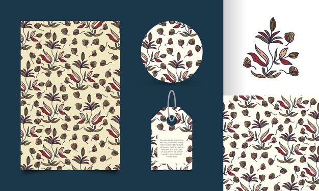 Vector seamless floral pattern with vintage cartoon style flower motif