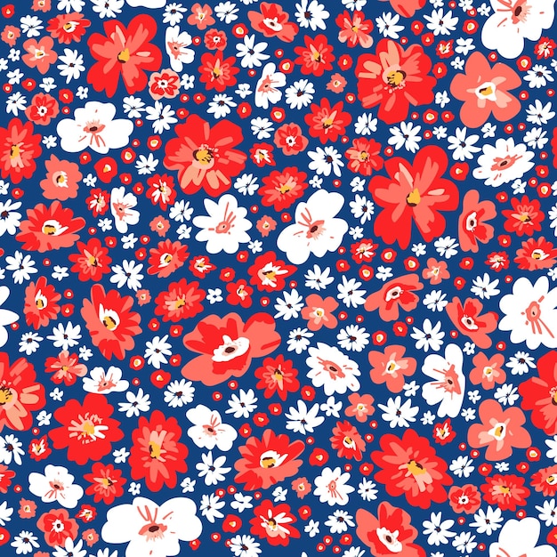 Seamless floral summer background. Vector meadow cute flowers