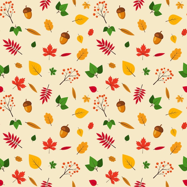 Seamless floral vector pattern with branches and leaves Autumn print