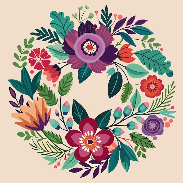 Seamless floral wreath design