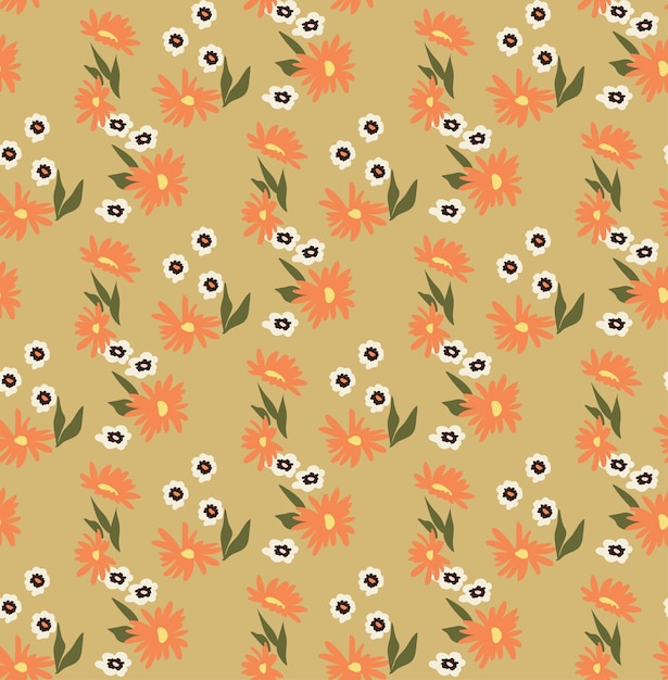 Seamless flower pattern isolated on background. Vector illustration