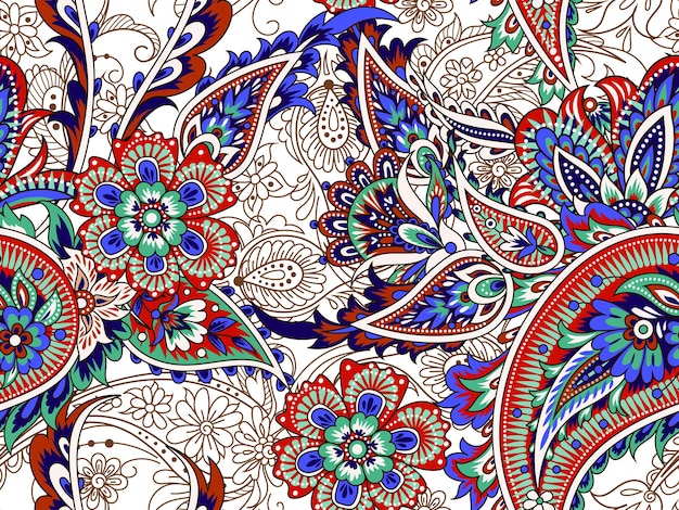 Seamless folk Indian pattern with paisley