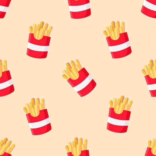 Seamless french fries cartoon pattern