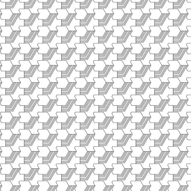 Seamless geometric linear pattern black and white vector background