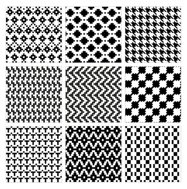 Seamless geometric pattern Collection of modern stylish ornate abstract black white texture geometry