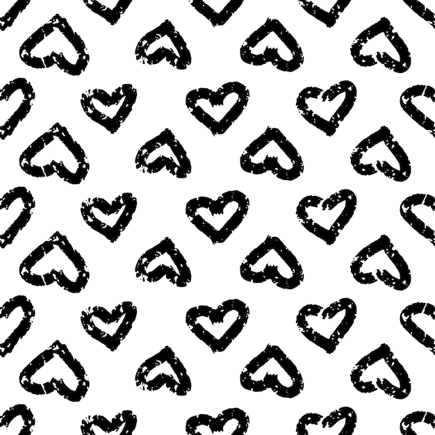 Seamless geometric pattern with hearts Grunge texture brush patterns for fabric textile greeting