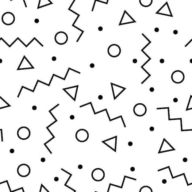 Seamless geometric vector pattern Form a triangle, a line, a circle. Hipster fashion Memphis style.