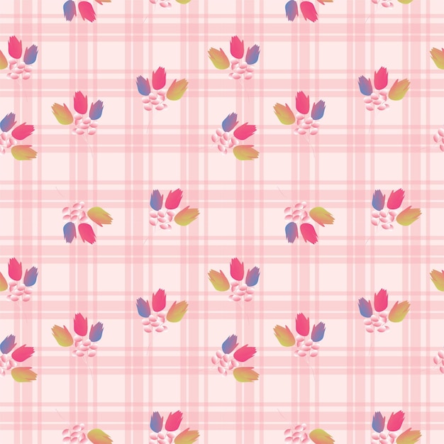 Seamless Gingham background Pattern with a combination of floral motifs Floral Seamless Pattern