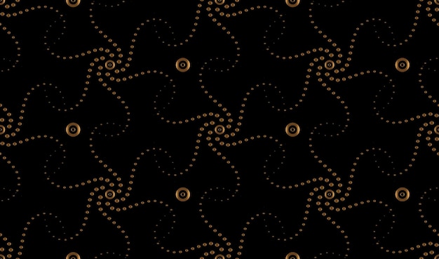 Seamless gold halftone spiral pattern background. Radial speed lines in circle stars shape. Luxury