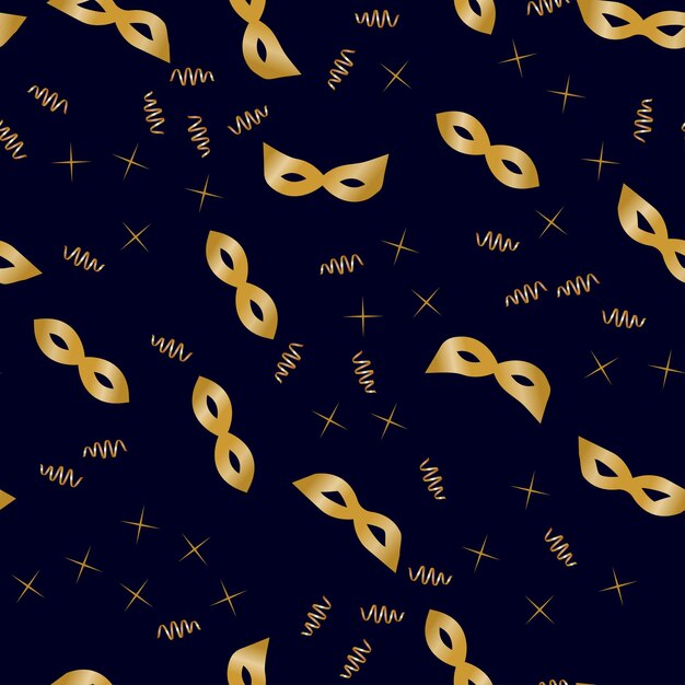 Seamless golden masks streamers and stars 1