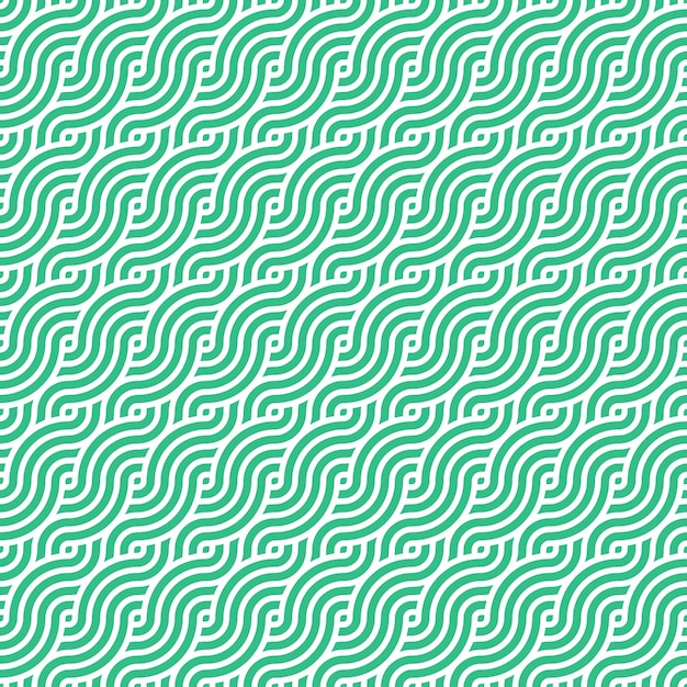 Seamless green geometric japanese circles swirls and waves pattern