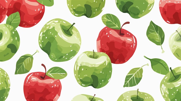 Vector seamless green and red apple pattern background