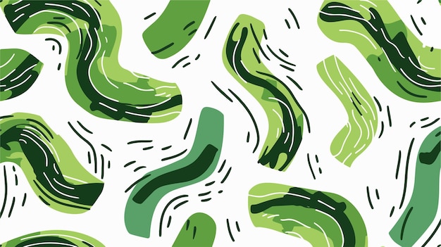 Vector seamless green strokes and lines pattern background