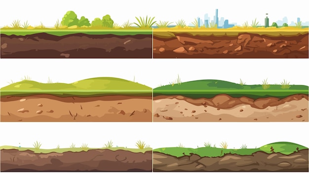 Vector seamless ground layers illustration with variety of textures and patterns