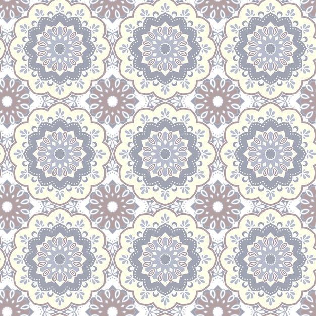 Seamless hand drawn mandala pattern. Vintage decorative elements