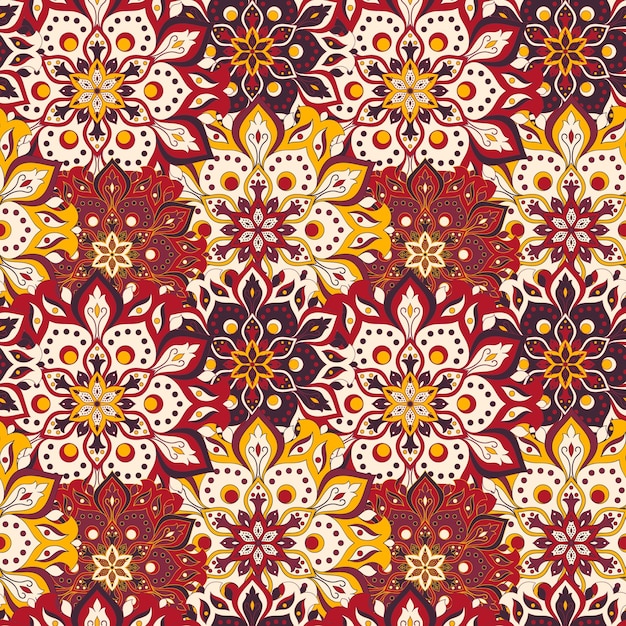 Seamless hand drawn mandala seamless pattern.