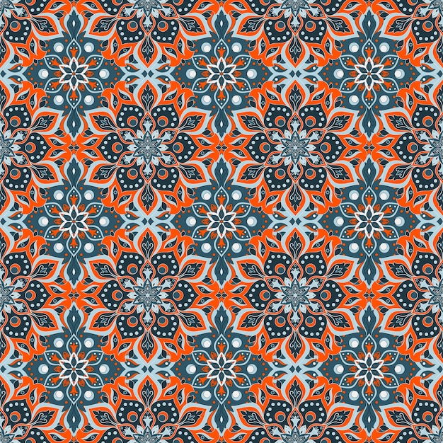 Vector seamless hand drawn mandala seamless pattern.