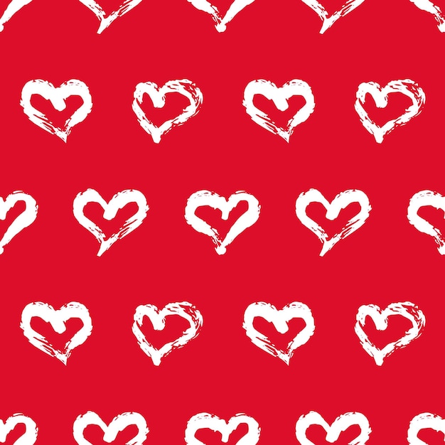 Seamless heart pattern Hand painted ink brush