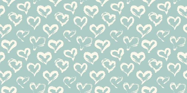 Seamless heart pattern hand painted with ink brush