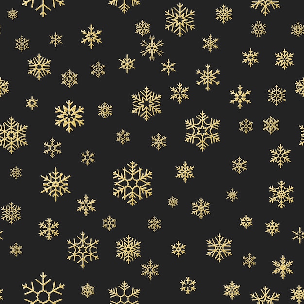 Seamless holiday texture, Christmas pattern with gold snowflakes decoration for textiles, brochure, card. 