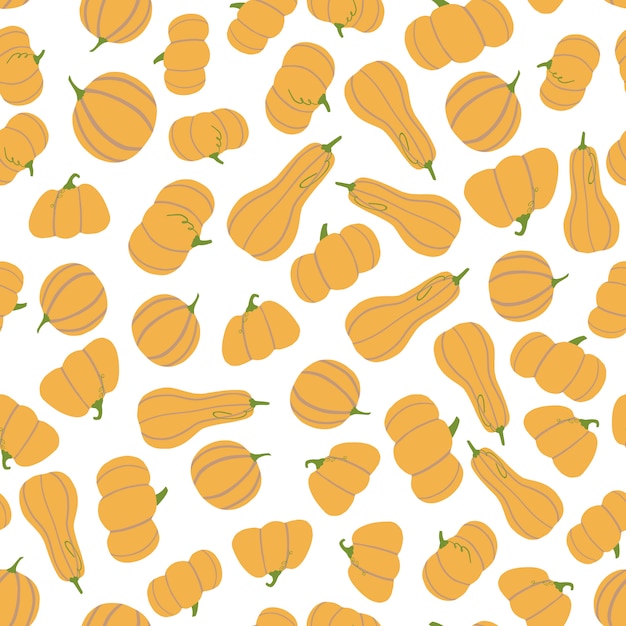 Seamless isolated pattern with little orange pumpkin silhouettes.