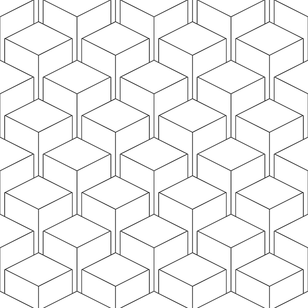 Seamless isometric pattern of thin line cubes