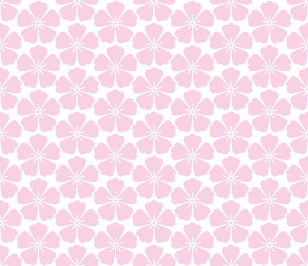 Seamless japanese flowers vector pattern on white