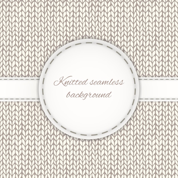 Seamless knitted background with stitched frame