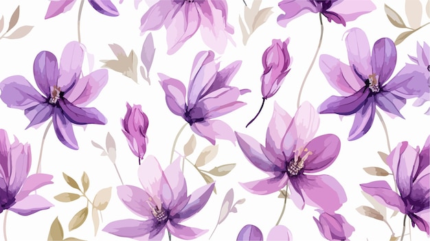 Vector seamless lilac flowers pattern on white background