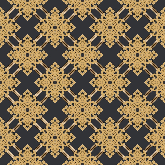 Seamless Line Thai gold pattern