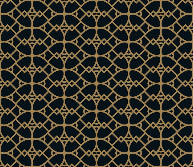 Seamless linear pattern with crossing curved lines with gold colo