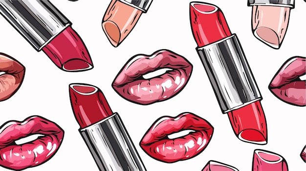 Vector seamless lipsticks lips vector pattern