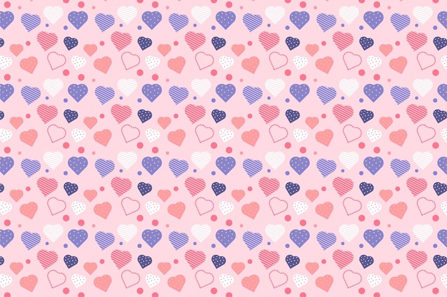 Seamless love pattern decoration with different heart shapes on a pink background Minimal pattern vector for valentines day Abstract love pattern background for wallpapers and wrapping papers