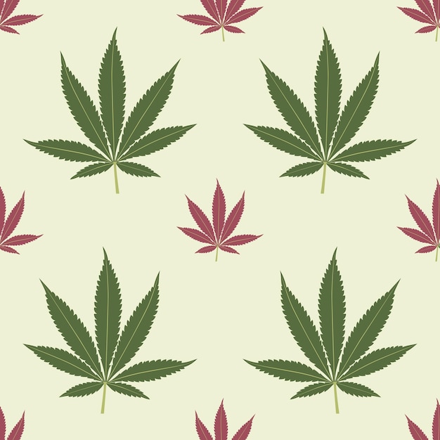 Seamless marijuana background with geometric leaves pattern