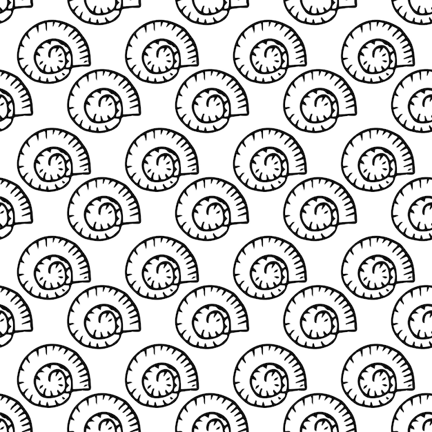 Seamless marine vector pattern shell on a white background