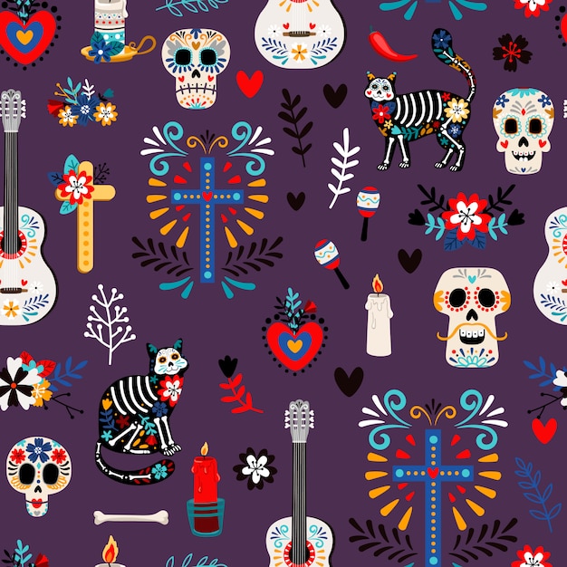 Seamless mexican deadpattern