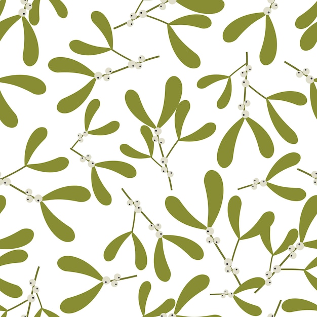 Seamless mistletoe pattern background