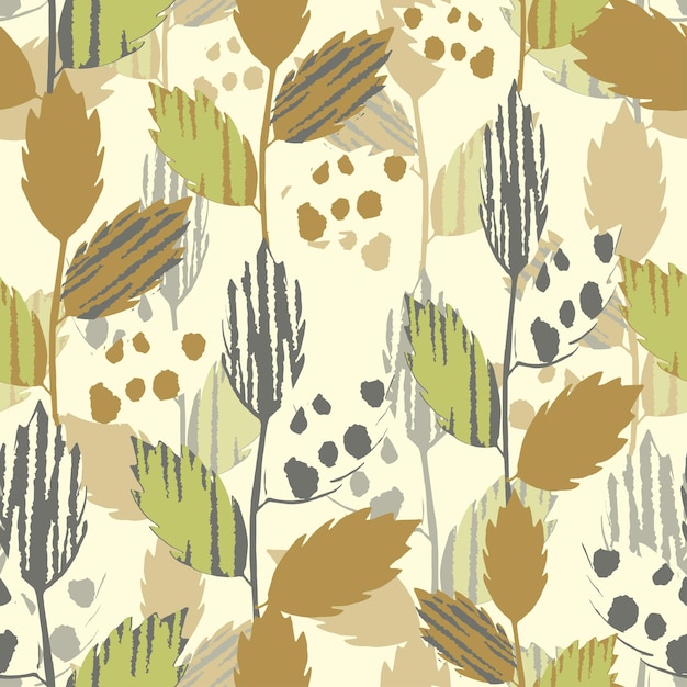 Seamless mixed dry leafs pattern background greeting card or fabric