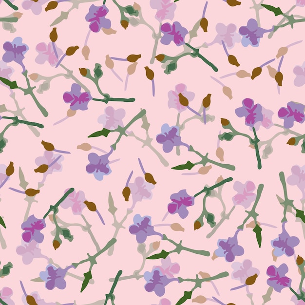 Seamless mixed tiny flowers pattern on pink background greeting card or fabric