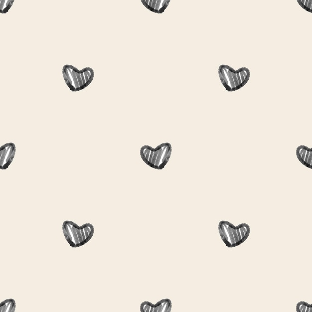 Seamless monochrome simple hand draw heart pattern on white background , kids pattern