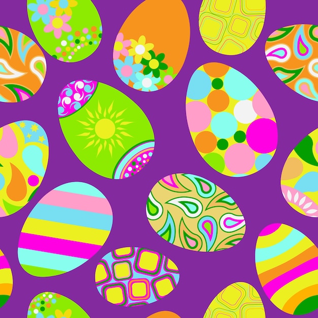 Seamless multicolored pattern of Easter eggs with various ornaments