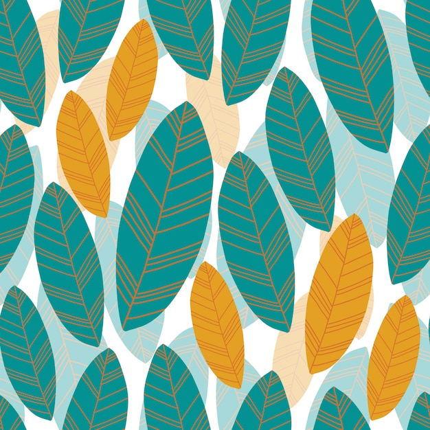 Seamless nature pattern with drop leaves