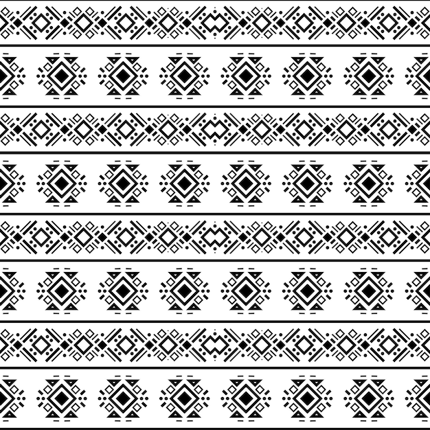 Seamless navajo tribal black and white pattern ethnic vector ornament