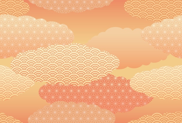 Seamless New Year Card Vector Background With Vintage Cloud Patterns.