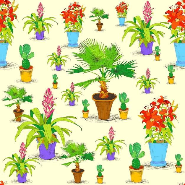 Seamless office flowers pattern