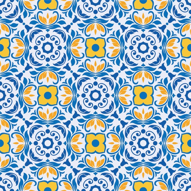 Seamless ornament flower pattern tile