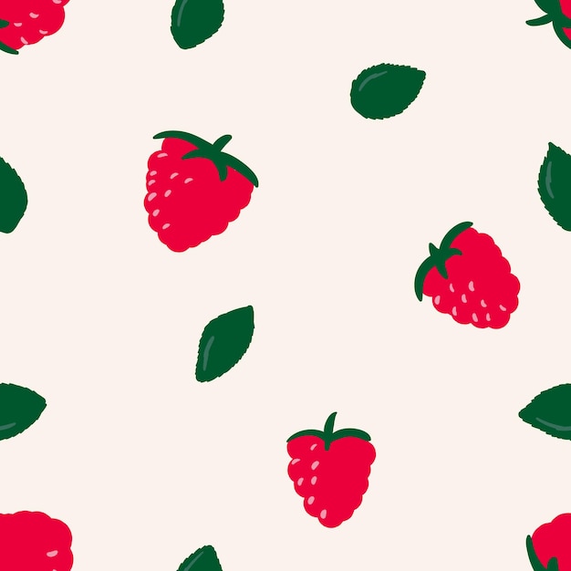 Seamless ornament with raspberries Raspberry vector pattern